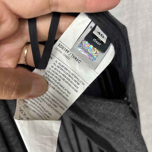 Dolce Gabbana Pleated Silk Wool Blend Dress, Gray Black, 40 - Picture 11 of 13